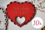 10 x Svadobná maľovaná magnetka s vlastným gravírovaním "Srdce v srdci" | Červená