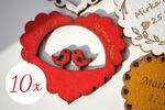 10 x Svadobná maľovaná magnetka s vlastným gravírovaním "Srdce / holúbky" | Červená