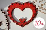 10 x Svadobná maľovaná magnetka s vlastným gravírovaním "Veľké srdce / labúťky" | Červená