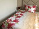 2-dielna Súprava saténových posteľných obliečok "Flower pink" | Biela + oranžová / kvety