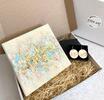 Gift box: Obraz + náušnice - biela