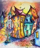 Tlačený print obrazu od slovenského umelca Daniela Benkiča "Tancujúce domčeky III."