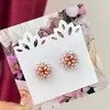 Dámske šité napichovacie náušnice Santia Handmade "Puzetky" | Ružová / krištáľová