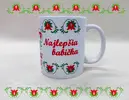 330 ml Biely hrnček s folklórnym motívom "Najlepšia babička"
