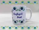 330 ml Biely hrnček s folklórnym motívom "Najlepší brat"