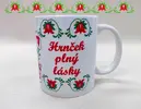 330 ml Biely hrnček s folklórnym motívom "Hrnček plný lásky"