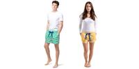 2-dielny SET: Pruhované pyžamové šortky pre páry | Veľkosť: S | Zelená / žltá