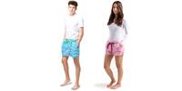 2-dielny SET: Pruhované pyžamové šortky pre páry | Veľkosť: S | Tyrkysová / svetloružová