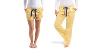 2-dielny SET: Dámske pruhované pyžamové šortky a nohavice | Veľkosť: S | Žltá / modrá