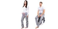 2-dielny SET: Pruhované pyžamové nohavice pre páry | Veľkosť: S | Sivá