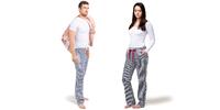 2-dielny SET: Pruhované pyžamové nohavice pre páry | Veľkosť: S | Tmavomodrá