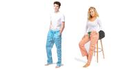 2-dielny SET: Pruhované pyžamové nohavice pre páry | Veľkosť: S | Tyrkysová / oranžová