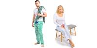 2-dielny SET: Pruhované pyžamové nohavice pre páry | Veľkosť: S | Zelená / svetlomodrá