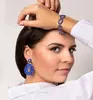 Dámske strieborné šité náušnice "Anna" | Modrá