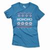 Dámske vianočné tričko s nórskym vzorom ZV004 "Hohoho" | Veľkosť: XS | Modrá