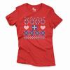 Dámske vianočné tričko s nórskym vzorom ZV003 "Darček" | Veľkosť: XS | Červená
