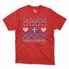 Pánske vianočné tričko s nórskym vzorom MV003 "Darček" | Veľkosť: XS | Červená