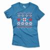 Dámske vianočné tričko s nórskym vzorom ZV003 "Darček" | Veľkosť: XS | Modrá