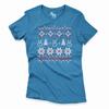 Dámske vianočné tričko s nórskym vzorom ZV002 "Snehuliak" | Veľkosť: XS | Modrá