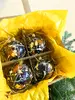 4-dielny SET: Ručne maľované vianočné gule Ježek Art (hnedá)