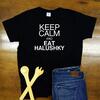 Pánske tričko "Keep calm and eat halushky“ | Veľkosť: S | Čierna