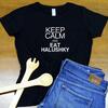Dámske tričko "Keep calm and eat halushky" | Veľkosť: S | Čierna