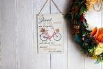 Drevená tabuľka na zavesenie "Život je ako jazda na bicykli"