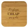 Bambusová bezdrôtová nabíjačka "Najlepší chlap na svete"