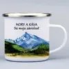 330 ml Turistický smaltovaný hrnček "Hory a káva sú moja závislosť 1"