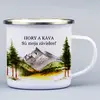 330 ml Turistický smaltovaný hrnček "Hory a káva sú moja závislosť 2"