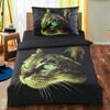 Dvojdielna súprava 3D obliečok + darček obliečka na vankúšik (Zelená mačka)