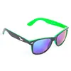 Čierno-zelené okuliare Kašmir Wayfarer W14 - modro-zelené zrkadlové sklá