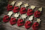 10-dielny SET Vianočných macramé ozdôb (červená)