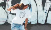 Dámske bavlnené tričko s potlačou znamenia "Býk" | Veľkosť: XS | Biela