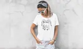 Dámske bavlnené tričko s potlačou znamenia "Kozorožec" | Veľkosť: XS | Biela
