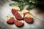 6-dielny SET Vianočných macramé ozdôb (bordová)