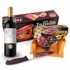 Balenie šunky Jamón Curado so stojanom, nožom a vínom