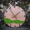 Machové kruhové hodiny s dubovým masívnym drevom (čierne líniové ručičky)