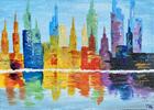 Maľovaný obraz na plátne "New York Skyline"