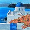 Maľovaný obraz na plátne "Santorini"