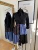 Dámske upcyklované mini šaty | Veľkosť: XS/S (80-90 cm) | Čierna/modrá