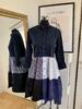 Dámske upcyklované midi šaty | Veľkosť: XS/S (80-90 cm) | Čierna/modrá