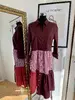 Dámske upcyklované midi šaty | Veľkosť: M (91-100 cm) | Bordová/červená