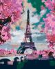 Diamantové maľovanie podľa čísel | Eiffelova veža a ružové stromy