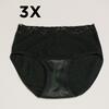 3 x Dámske menštruačné nohavičky s vysokým pásom HEAVY | Veľkosť: XS | Čierna