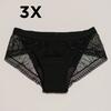 3 x Dámske menštruačné nohavičky s ochrannými pásikmi MEDIUM | Veľkosť: XS | Čierna