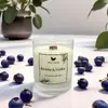 180 g Handmade sójová sviečka s dreveným knôtom "Čučoriedka & Vanilka"