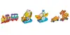 4-dielny SET: Drevené 3D vyfarbovacie puzzle (vláčik + loďka + parník + psík s mačičkou)