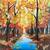 Maľovaný obraz na plátne "Jesenný les"